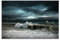 120x80cm - Fotodruck auf Leinwand und Rahmen Meer Wellen Sturm Wolken dunkel - Leinwandbild auf Keilrahmen modern stilvoll - Bilder und Dekoration