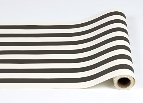 Schwarz-weiß gestreifter Papier-Tischläufer, 63 cm lang x 50,8 cm breit