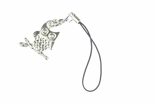 Miniblings Eule Vogel Handyanhänger Handyschmuck Uhu Vogelanhänger Handy silber- Handmade Modeschmuck I Anhänger Handyschmuck Schlüsselanhänger