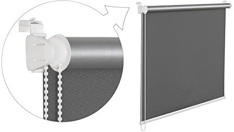 KS Handel 24 THERMOROLLO VERDUNKLUNGSROLLO 65x200 cm DUNKELGRAU FENSTERROLLO MIT THERMOBESCHICHUNG 100% ABDUNKLUNG INKL. SEILZUGHALTER