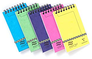 Clairefontaine 3151Z - Packung mit 20 Notizblöcken, mit Spiralbindung Minor Pad Europa 60 Blatt mikroperforiert 7,6x12,2 cm 90g liniert, Gummizugverschluss, sortierte Farben, 1 Pack