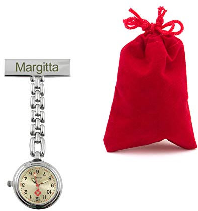 Lantelme Personalisierte Kitteluhr mit Gravur als Geschenkidee für Krankenschwestern Pfleger und medizinisches Personal | Schwesternuhr mit Wunschgravur | Metall Pulsuhr graviert für Alltag und Beruf