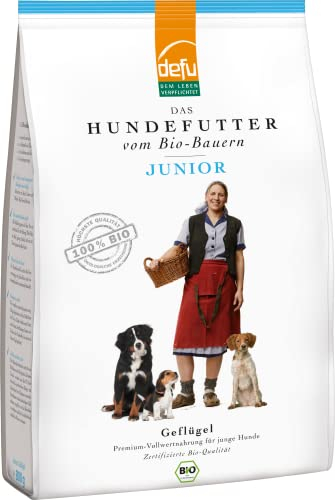 defu Hundefutter | 4 x 800 g | Junior Bio Geflügel | Premium Bio Trockenfutter für Junge Hunde