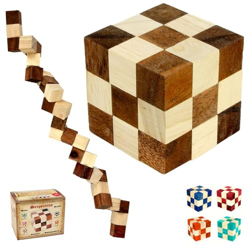 Logica Spiele Art. Snake – 3D-Logisches Puzzle – Schwierigkeitsgrad 3/6 schwer – Puzzle aus Holz – Leonardo da Vinci Kollektion