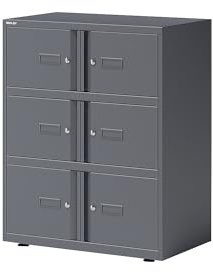 BISLEY Office Lodge Essentials, 6 Türen: 4X H 267 und 2X H 304 mm, Metall, 634 Anthrazitgrau, 47 x 80 x 100 cm