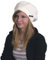 BRUBAKER Hippe Ballonmütze Angora Strickmütze Slouch Styled mit Wappen Knopf-Applikationen in Creme Weiß