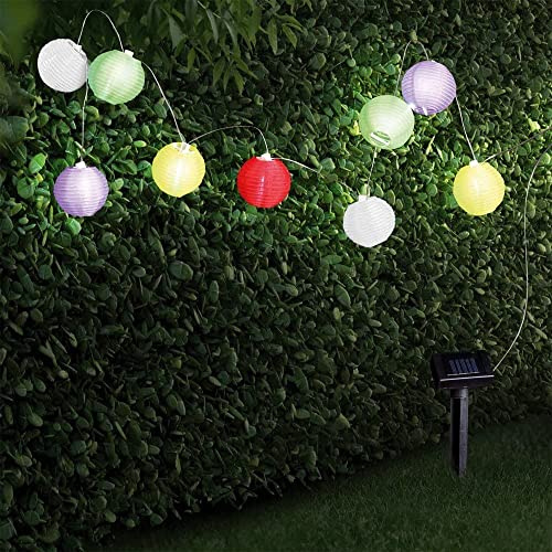 Solar-Lampion-Kette 10x LED verschiedene Farben Garten Terrasse Balkon Leuchte
