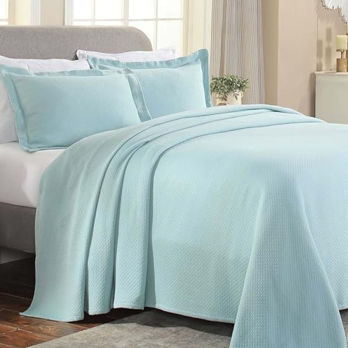 Superior Diamond Solitaire Jacquard Matelassé Tagesdecke, Baumwolle, Kingsize, Aqua