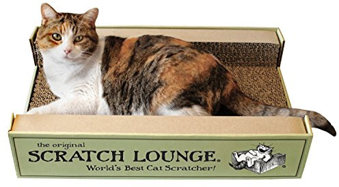 Scratch Lounge Cardboard Cat Scratcher & Lounger for Large Cats - XL 13x22 with Reversible Floor & Catnip - Heavy Duty Durable Bed Lasts 10x Longer Than Conventional Scratchers