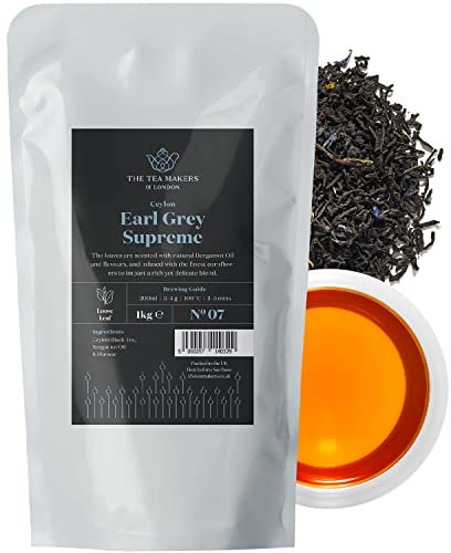 Supreme Earl Grey Loose Leaf Tea – Sri Lankan Black Tea with Bergamot & Blue Cornflowers – Rich, Citrusy & Floral – 1kg by The Tea Makers of London