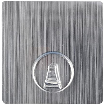 WENKO Static-Loc® Wandhaken UNO Edelstahloptik eckig - Befestigen ohne Bohren, Kunststoff (PET), 8 x 8 cm, Silber matt