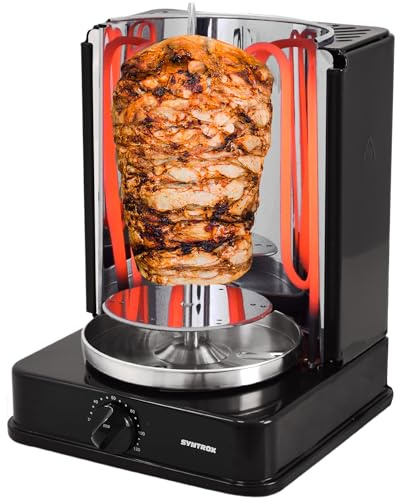 Syntrox Germany Dönergrill mit drehbaren Außenspießen und 120 Minuten Timer Schwarz