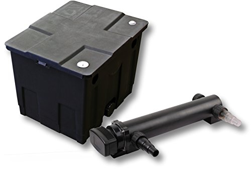 SunSun Komplettset: CBF-350 Teichfilter bis 12000 L Teichfilteranlage als Durchlauffilter, CUV-324 Teichklärer UVC Klärer mit 24 Watt UV-C Leistung