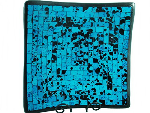 Unbekannt Deko - Schale Glasmosaik eckig türkis-blau schwarz 30 cm
