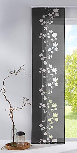 Gardinenbox 85610 Panneau Japonais Moderne en Tissu dévoré de qualité supérieure avec Bande Velcro Noir 245 x 60 cm