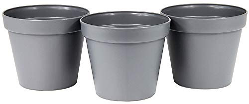 3-er Set Blumenkübel Blumentopf Pflanzkübel Pflanztopf Grau 3 x 19 cm