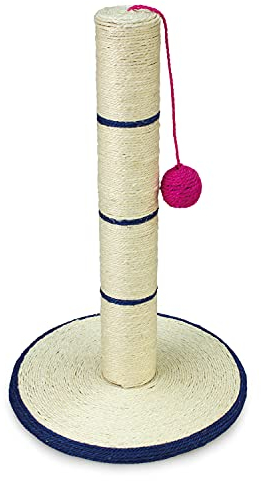 Arquivet Rascador Poste con Bola 45 cm, Blanco y Azul, 1 Unidad (Paquete de 1)