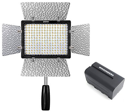Yongnuo YN-160 III YN160 III Pro LED Video Light 3200K-5500K Color Temperature for Canon Nikon DSLR Camera DV and Camcorder with WINGONEER NP-F770 Battery and Battery Charger