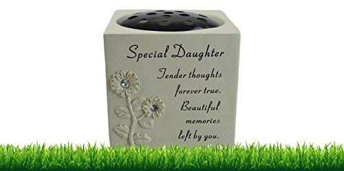 Memorial Graveside Pot Verse Flowers Diamante Rose Grave Pot Vase Special Missed - Special Daughter