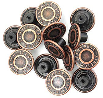 Trimming Shop Kupfer Bronzen 17mm Metall Jeans Knöpfe Stecknadel Verschlüsse mit Rücken Stift für Bekleidung Reparatur,Jeans,Jacke - Kupfer Bronze, 50
