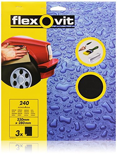 Flexovit Waterproof Sanding Sheets 230 x 280 mm Medium 240 Grit (3) FLV26302