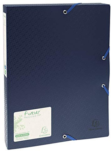 Exacompta 553572E Packung (mit 8 Archivboxen Forever aus Recycling PP 700µ, Rücken 40 mm, mit Etikett, für Din A4) 8er Pack blau