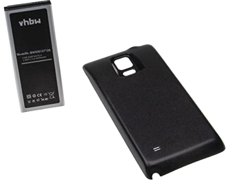 vhbw Batterie Compatible avec Samsung Galaxy Note 4, SM-N910A, SM-N910C téléphone Portable (6400mAh, 3,85V, Li-ION) + boîtier de Protection (Noir)