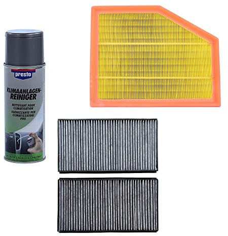 BESTPRICE Inspektionspaket Filterset mit 1x Luftfilter, 2x Innenraumfilter mit Aktivkohle, 1x Klimaanlagenreiniger, Kompatibel mit BMW 5er (E60), 5er Touring (E61), 6 (E63), 6 Cabrio (E64)