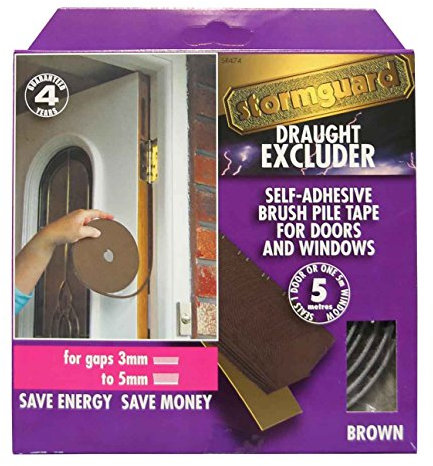 Brown Brush Pile Draught excluder Weather proofing Seal self Adhesive by Stormguard
