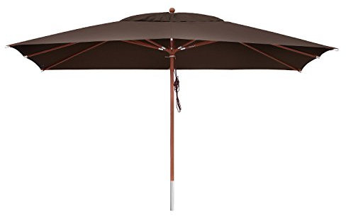 anndora® Sonnenschirm 3 x 4 m eckig Terassenschirm Holz Gestänge - Braun