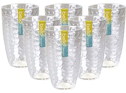 Bello Set of 6 Tall Clear Re-usable Plastic Tumbler Ideal for Picnics, BBQs & Parties