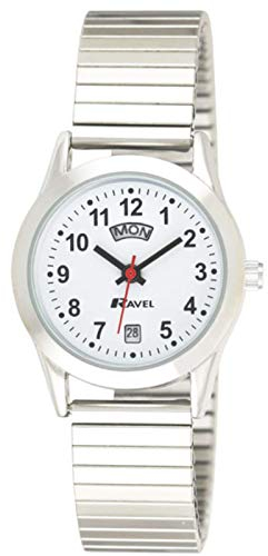 Ravel - Damen-Uhr mit Tages- und Datumskalender - Analoges Quarzwerk - R0706.20.2EX - Edelstahl-Expander