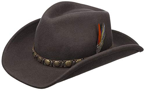 Stetson Hackberry Traveller für Herren - Wollhut Cowboyhut Wollfilzhut mit Lederband Frühling-Sommer Herbst-Winter - L (58-59 cm) braun