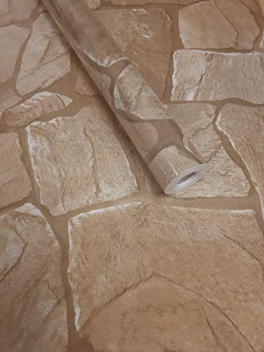 Visario Tapeten Folie 3000-S selbstklebend Naturstein Brocken Mauer Dekor 10 m x 45 cm Dekorfolie Möbelfolie Tapete 3055