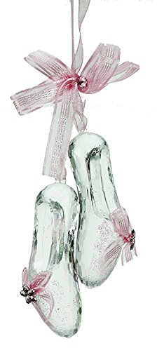 Pretty Ballet Shoe Christmas Decorations with Pink Ribbon (15cm)