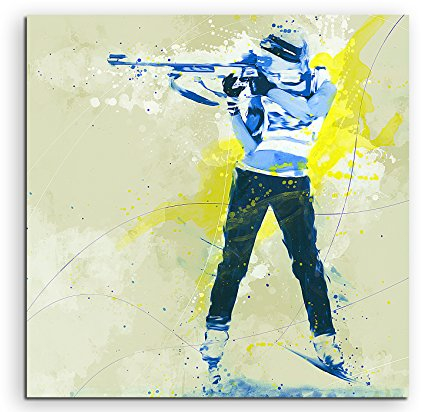 Paul Sinus Art Biathlon 60x60cm SPORTBILDER Splash Art Wandbild Aquarell Art