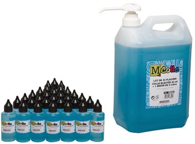 Majuscule-colle Liquide Bleutee + Bidon 5l + Pompe - Lot De 30 Flacons