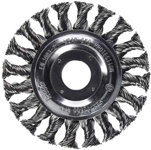 kwb Brosse à Disque pour meuleuse d'angle Ø 115 mm, torsadée, pour alésage 22,23 mm, à serrer, en Fil d'acier HSS torsadé, pour Le métal et la Pierre, pour Nettoyer, décalaminer