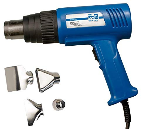 SW-Stahl 62005SB Heißluftfön - 2000 W Heißluftgebläse - 5-teilig, Blau | Heizleistung bis 550 Grad C - 2 Stufen - 235 mm Länge - Inklusive Aufsätze zum Entlacken und Kleber entfernen