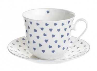Roy Kirkham Blue Heart Breakfast Cup And Saucer