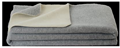 Steinbeck Doubleface-Decke Ökolana aus 100 % naturbelassener Schurwolle, in 4 Größen und 3 Farben, Grau/Weiß Größe 75x100 cm
