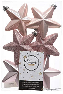 Eminza Weihnachtskugeln Sterne Kunststoff 6er Set Rosa Set 6 ETOILES Weihnachtsbaumschmuck Chamonix puderrosa (rosa)