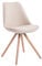 CLP Retro-Stuhl Toulouse Rund Mit Stoffbezug Und Hochwertigem Sitzpolster I Lehnstuhl Mit Stabilem Holzgestell I Sitzhöhe 48 cm, Farbe:Creme, Gestell Farbe:Natur