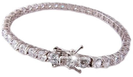 Gioielli Aurum Tennisarmband aus 925er-Silber für Damen oder Herren mit weißen Zirkonia 4 mm im Diamantschliff, Weißgold Zirkonium Sterling-Silber, Zirkonia