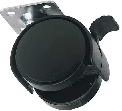 Draper 65463 40 mm Diameter Twin Nylon Castor with Brake-S.W.L 25Kg, Black