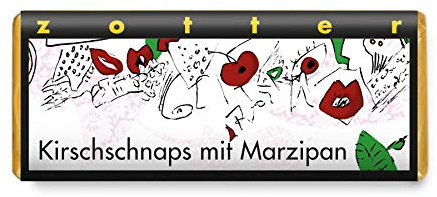 Zotter Bitterschokolade mit Kirschschnaps & Marzipan, handgeschöpft (70 g) - Bio