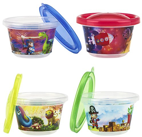 Nûby ID94044 Set de 4 Pots pour Encas, Multicolore, 120 ml, 3+ Mois