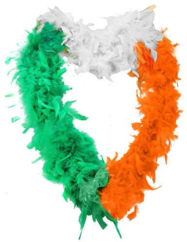 St. Patricks Day irische Federboas mit Lametta, perfekt für jede Kostümparty für Erwachsene (1 x irische Boa), grün, X 1