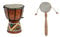 20cm Kinder Djembe Trommel Bongo Drum Deko Bunt Bemalt + Handtrommel Rassel R6