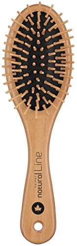 Natur-Haar-Bürste Holz Fripac-Medis Natural Line Oval, 8-reihig, zum täglichen Durchkämmen und Entwirren der Haare, abgerundete Borsten, antistatisch für mittellange, lange und kräftige Haare